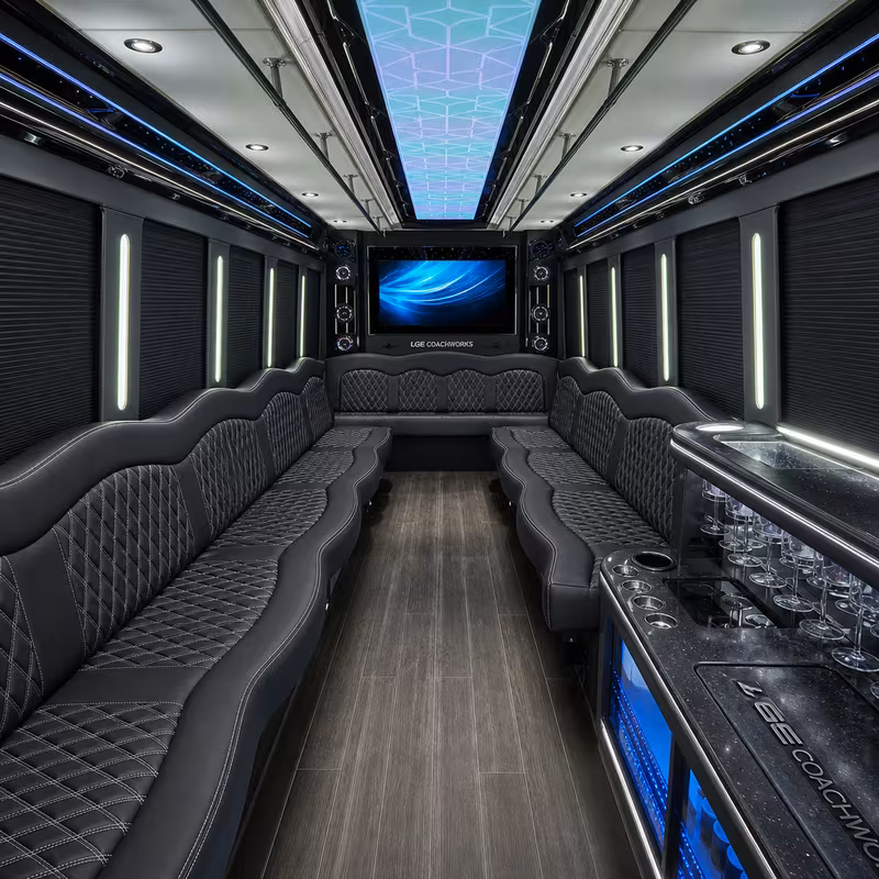 15 Passenger Party Bus Interior