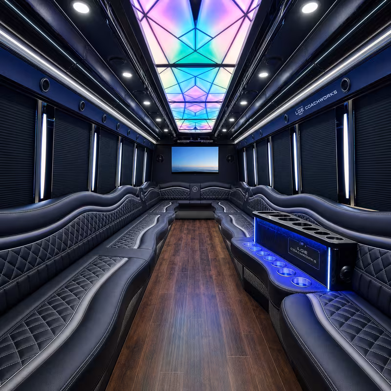 18 Passenger Party Bus Inside