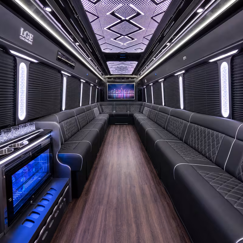 18 Passenger Party Bus Interior
