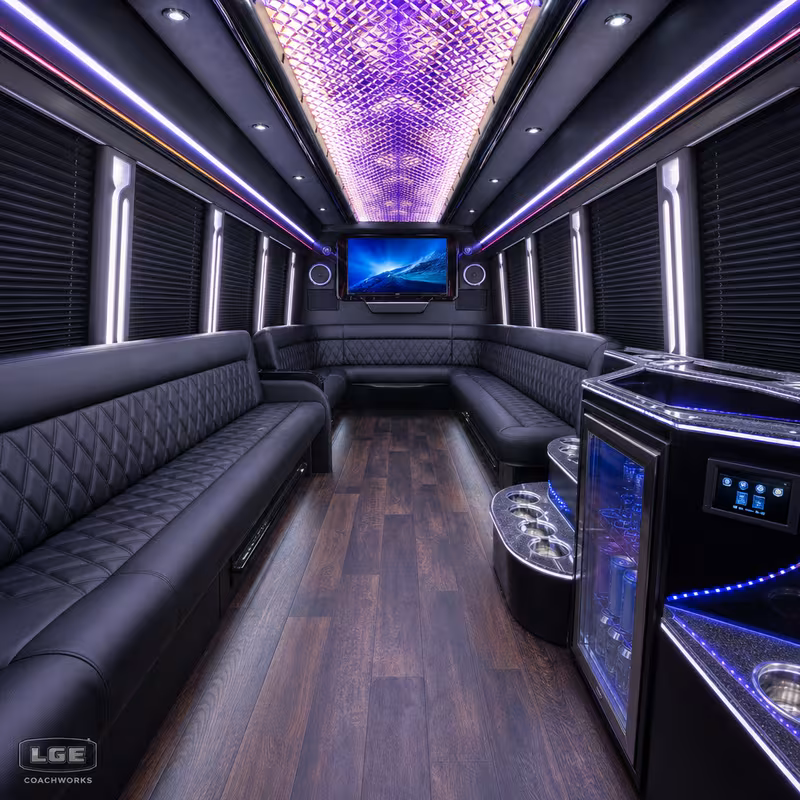 20 Passenger Party Bus Interior