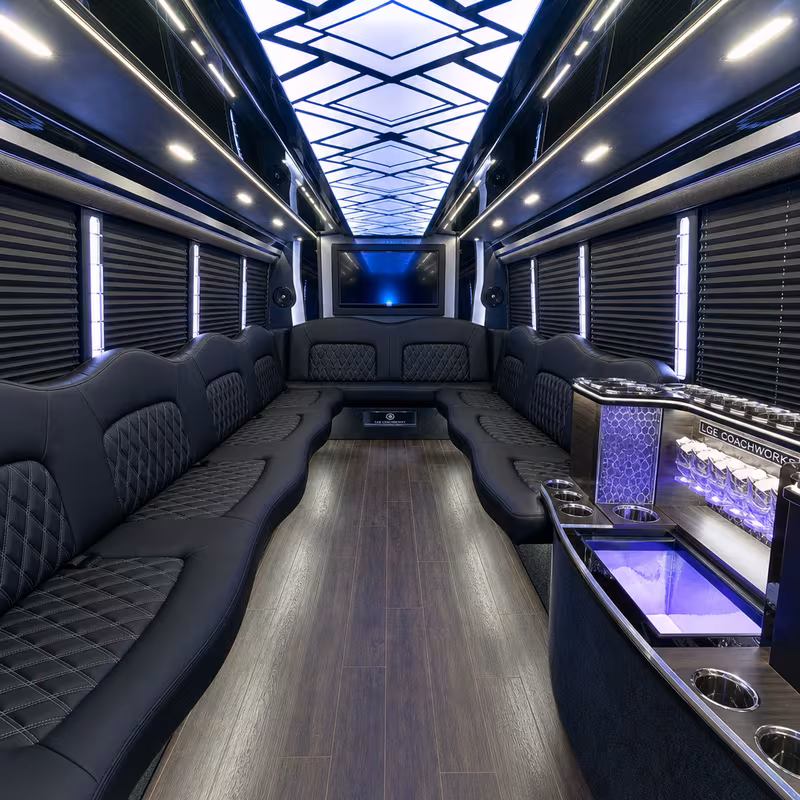 25 Passenger Party Bus Interior