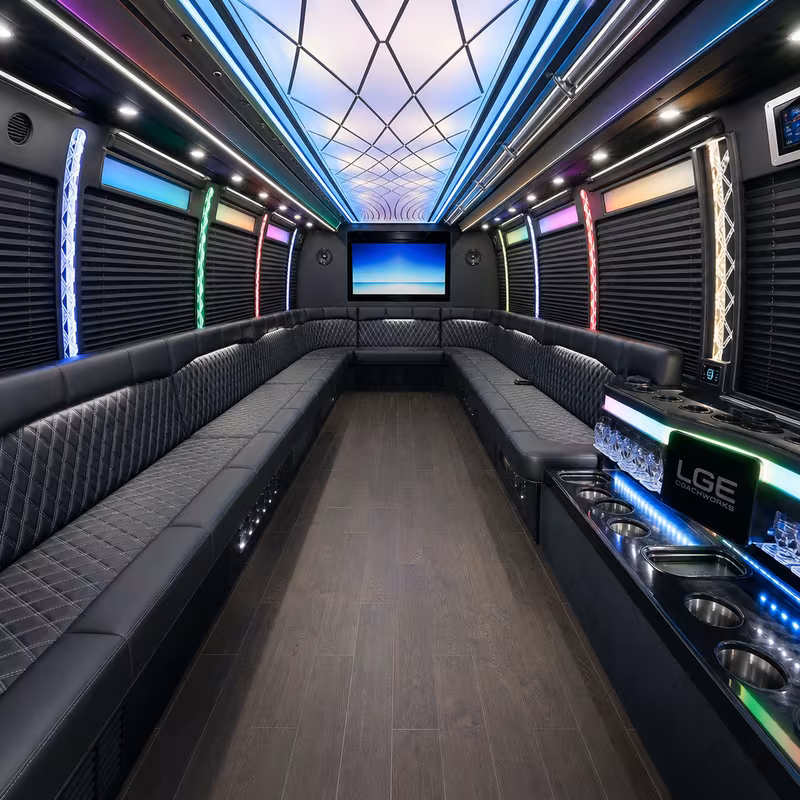 28 Passenger Party Bus Interior