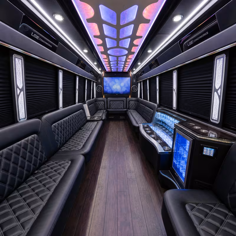 50 Passenger Party Bus Inside