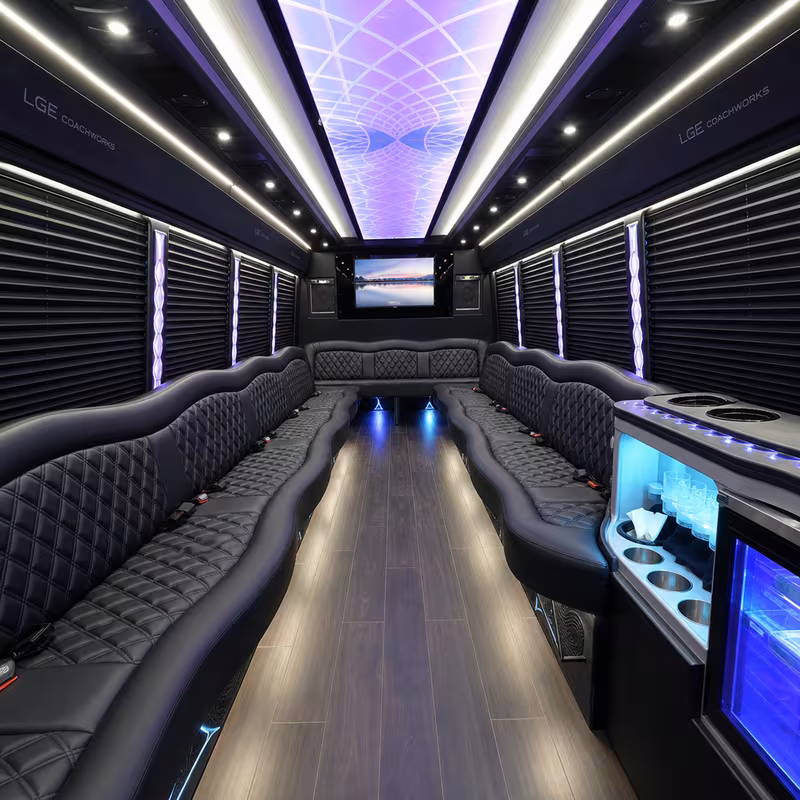 50 Passenger Party Bus Interior