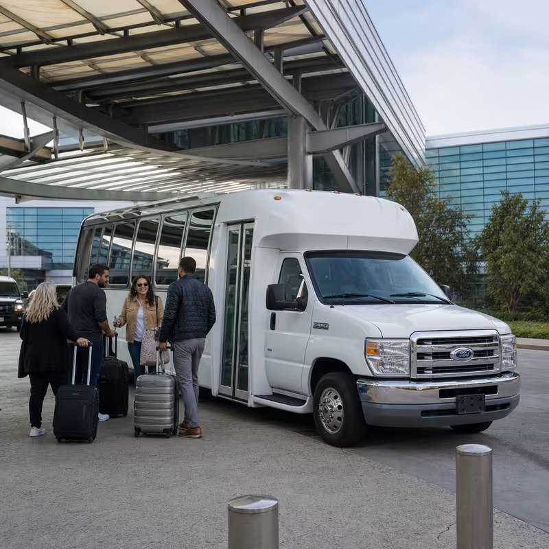 Black Mercedes Sprinter van staged for an Charlotte Airport Transportation group