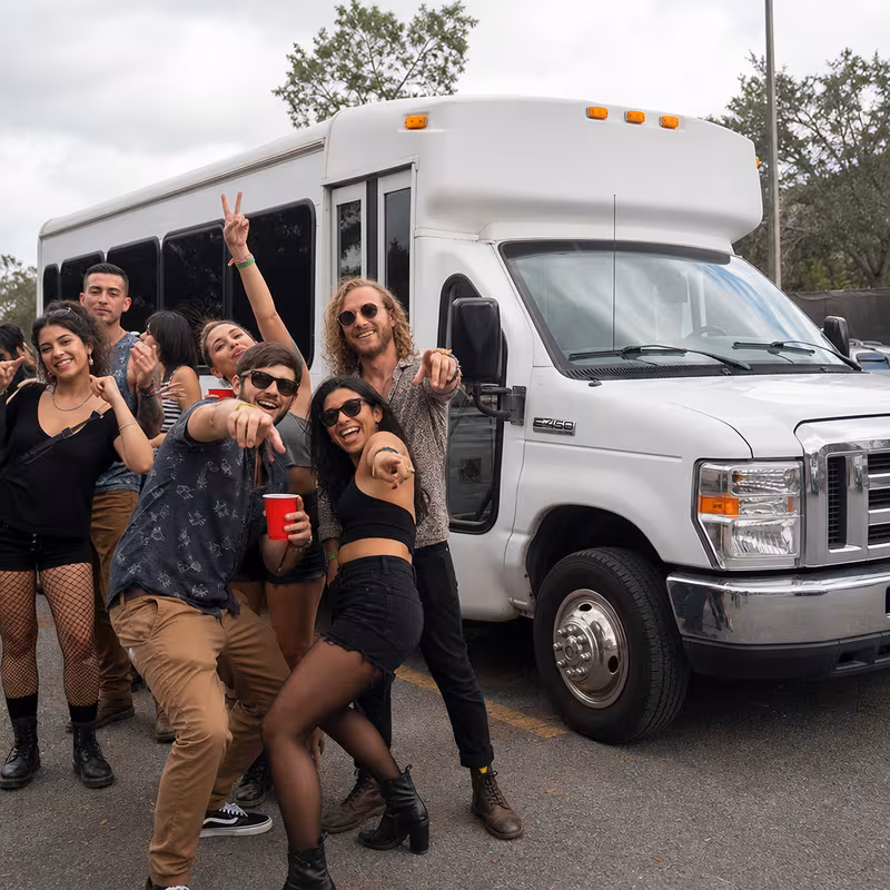 Black Mercedes Sprinter van staged for an Charlotte Concert Transportation group