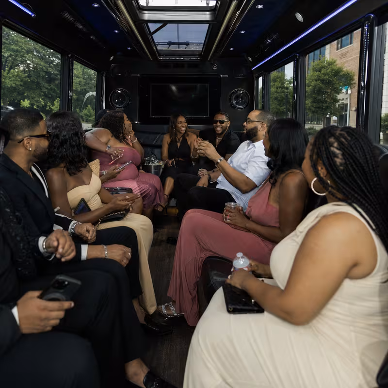 Black Mercedes Sprinter van staged for an Charlotte Private Event Transportation group