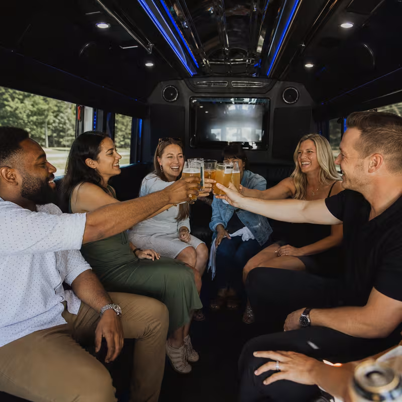 Black Mercedes Sprinter van staged for an Charlotte Winery & Brewery Tour Transportation group