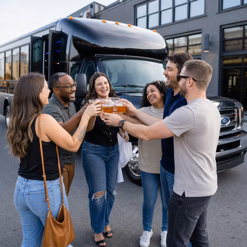 Passengers loading luggage while boarding an Charlotte group shuttle